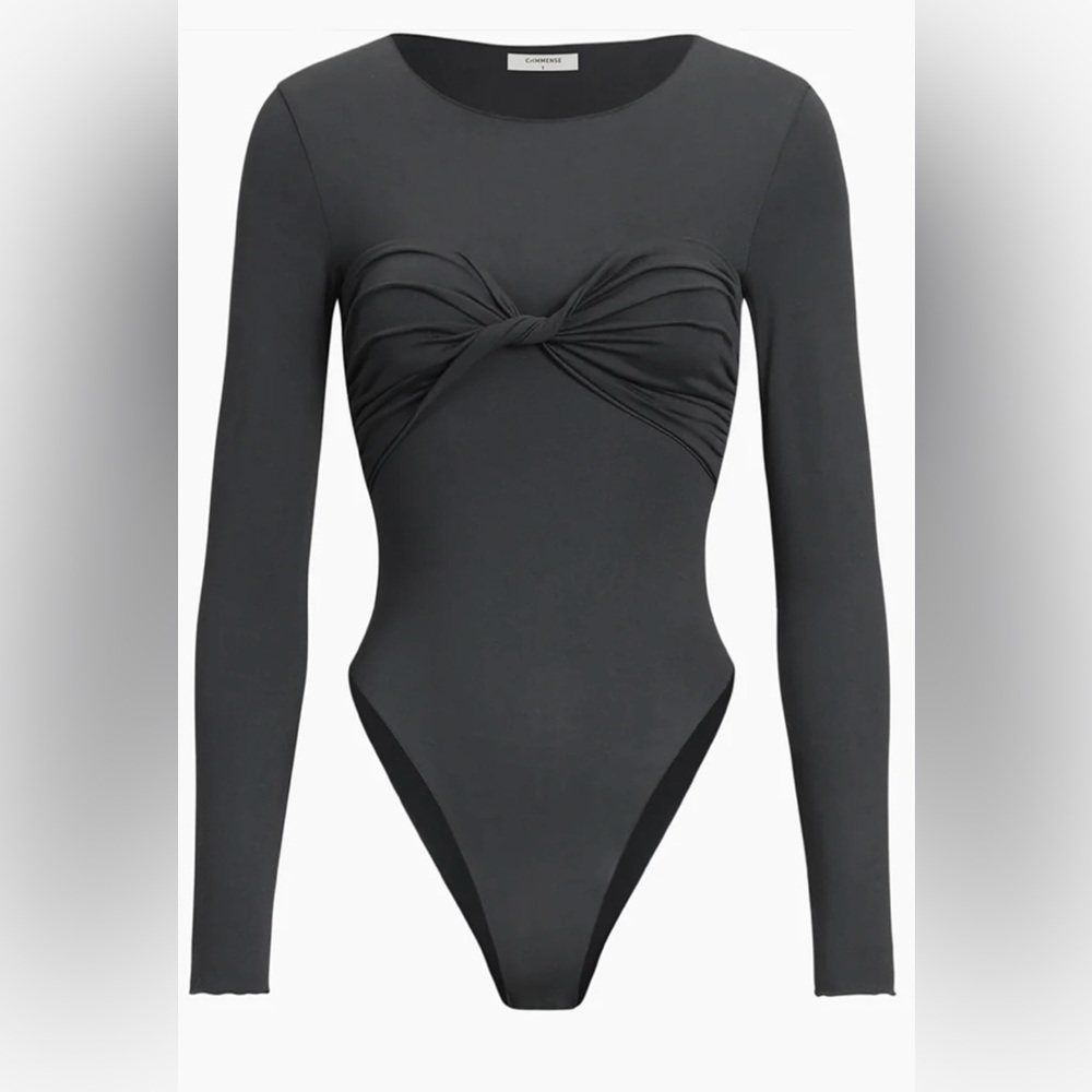 Black Commense bodysuit with twist detail
